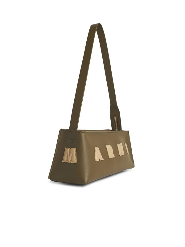 Marni: cross body bags online - Museo Baguette Bag In Green Leather