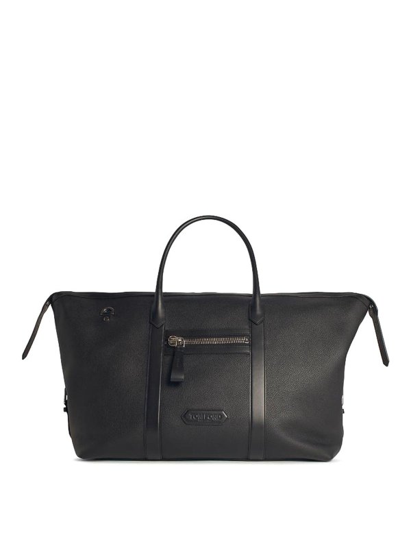 TOM FORD: borse a tracolla - Borsa in pelle nera da viaggio
