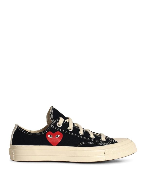 Comme des Garçons Play: trainers - Red Heart Black Tela Sneakers