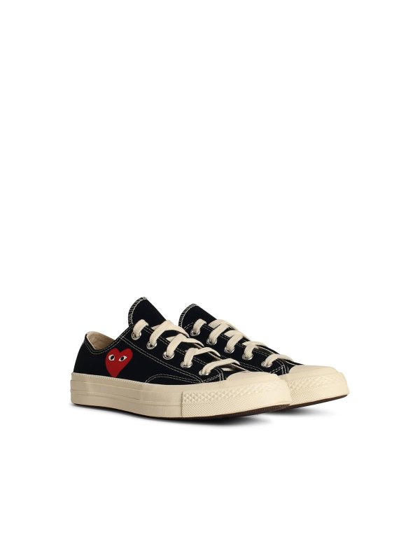 Comme des Garçons Play: trainers online - Red Heart Black Tela Sneakers