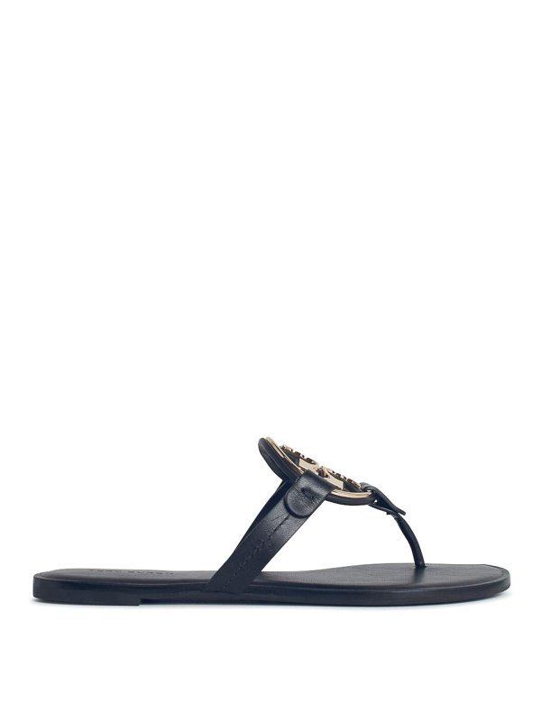 TORY BURCH: sandals - Miller Sandals With  In Black Leather