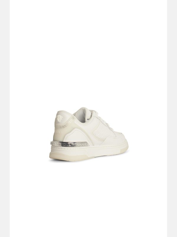 The Best Shops VERSACE: trainers - Greca White Leather Blend Sneakers