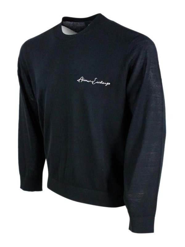 ARMANI EXCHANGE: Strickpullover mit Rundhalsausschnitt online - Rundhalspullover - Schwarz