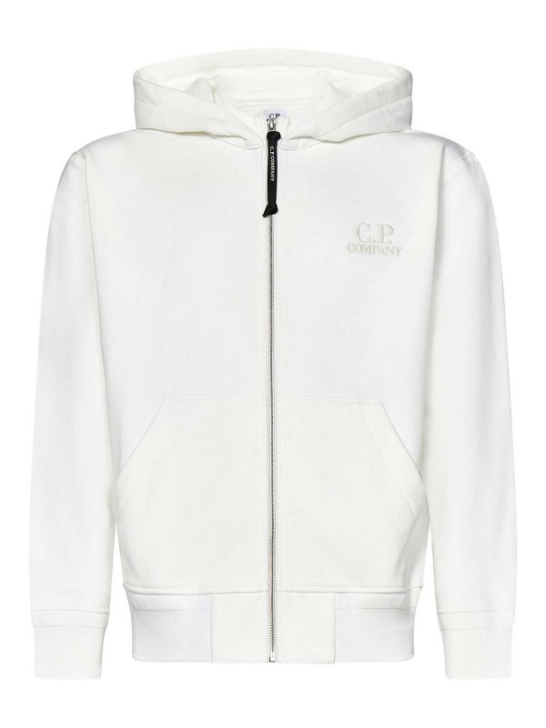 C.P. Company White Full Zip Sweatshirt | 18CMSS044A005086W0<103