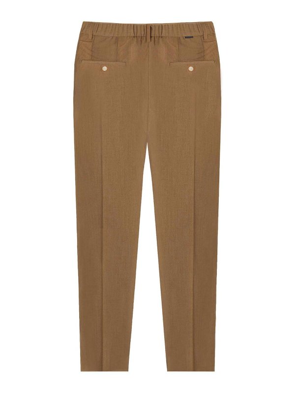 GAZZARRINI: casual trousers online - Tobacco-Colored Wool Blend Chino Trousers