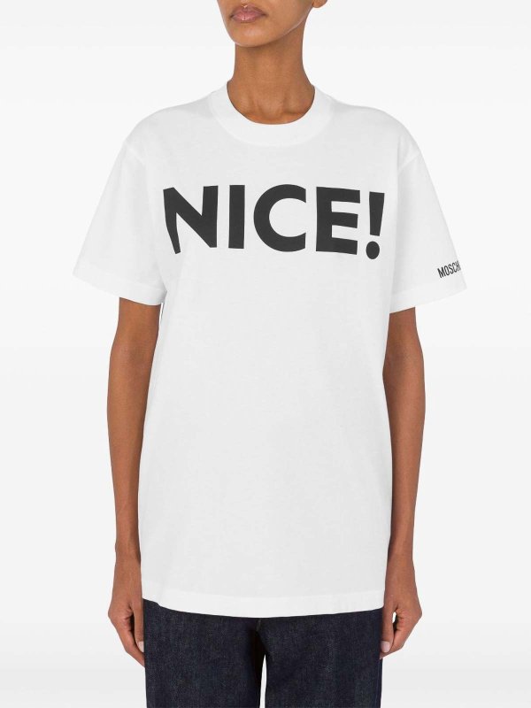 MOSCHINO: t-shirts online - White Organic Cotton  Crewneck T-Shirt