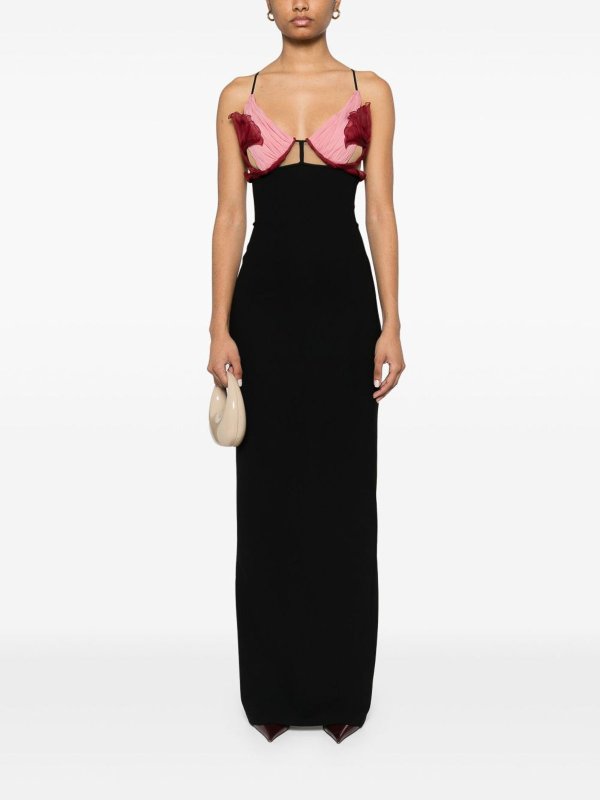 nensi dojaka double petal satin maxi dress DAHLIA SILK CORSET GOWN 40 SIZE AND FIT Tan & Pink Leila Signature