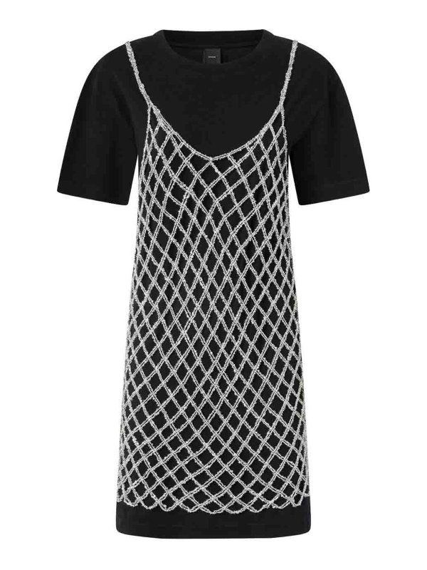 Pinko: knee length dresses - Black Cotton T-Shirt Dress
