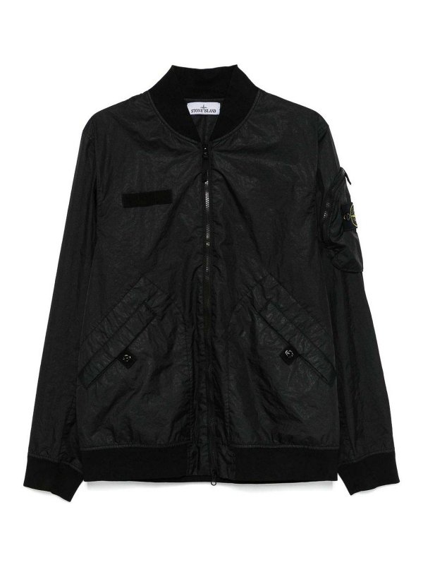 STONE ISLAND: bombers - Bomber Jacket In Matt Black 3L Tc Membrane