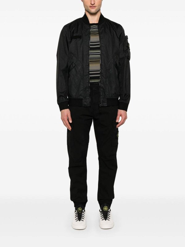 STONE ISLAND: bombers online - Bomber Jacket In Matt Black 3L Tc Membrane
