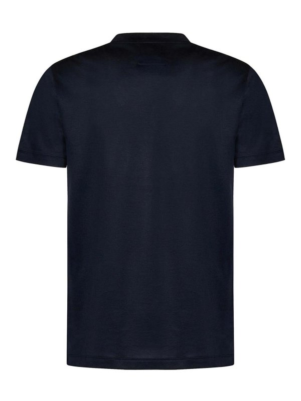 EMPORIO ARMANI: t-shirt online - T-shirt scollo a battuta blu navy