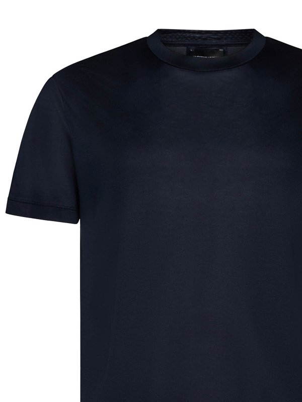The Best Shops EMPORIO ARMANI: t-shirt - T-shirt scollo a battuta blu navy