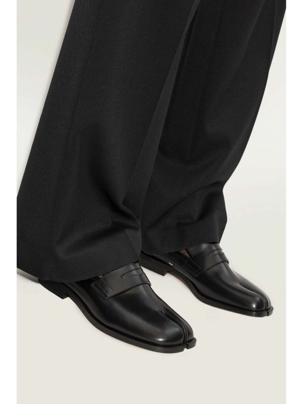 Maison Margiela: mules shoes online - Tabi City Black Calf Leather Mule Loafers
