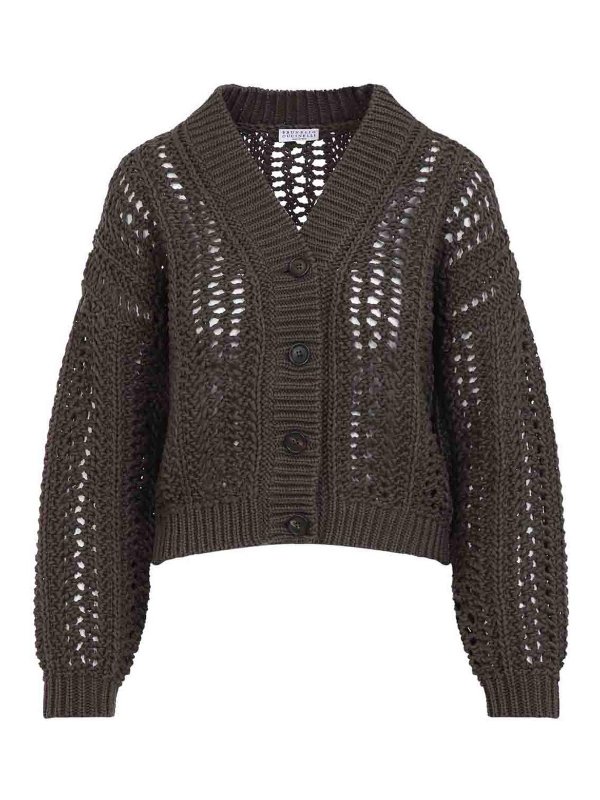 BRUNELLO CUCINELLI: カーディガン - カーディガン - ブラウン