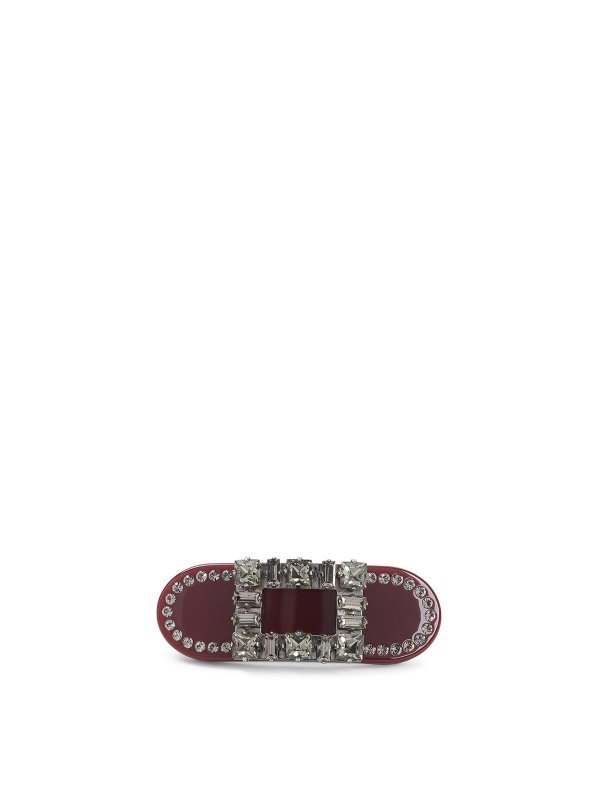 ヘアアクセサリー ROGER VIVIER TRES STRASS HAIR CLIP Roger Vivier Tres Strass Hair Clip - Dark Red