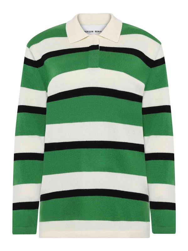EMERSON RENALDI: Turtlenecks & Polo necks - Polo-Neck Striped Sweater