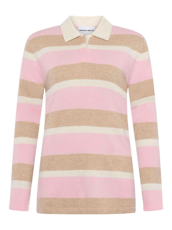 EMERSON RENALDI: Turtlenecks & Polo necks - Polo-Neck Striped Sweater
