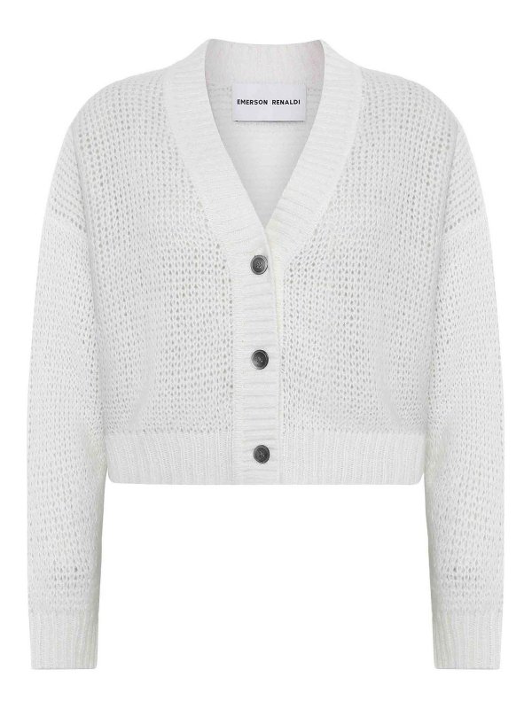 EMERSON RENALDI: cardigans - Cropped Oversized Cardigan