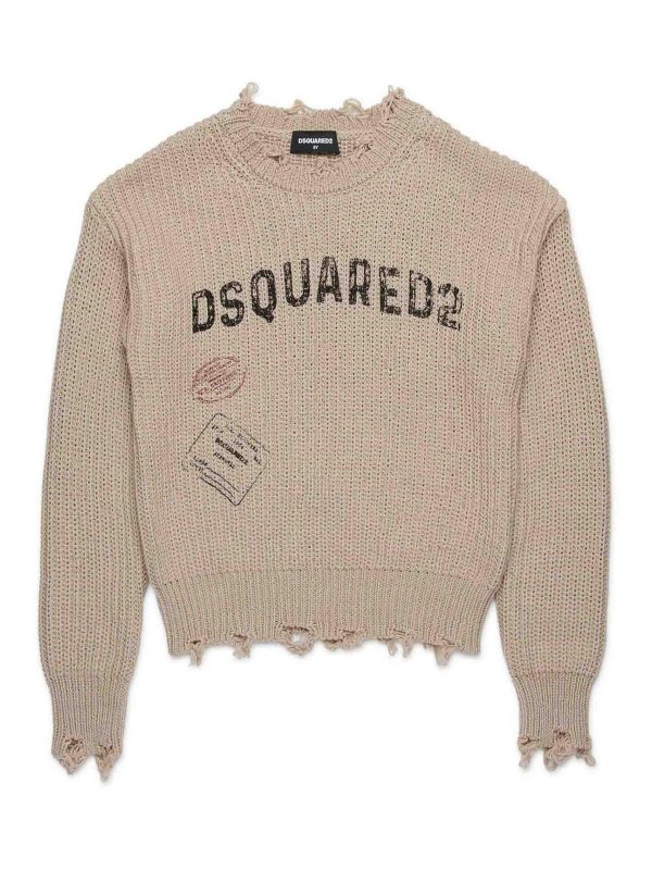 DSQUARED2: Col bateau - Pull Col Bateau - Beige
