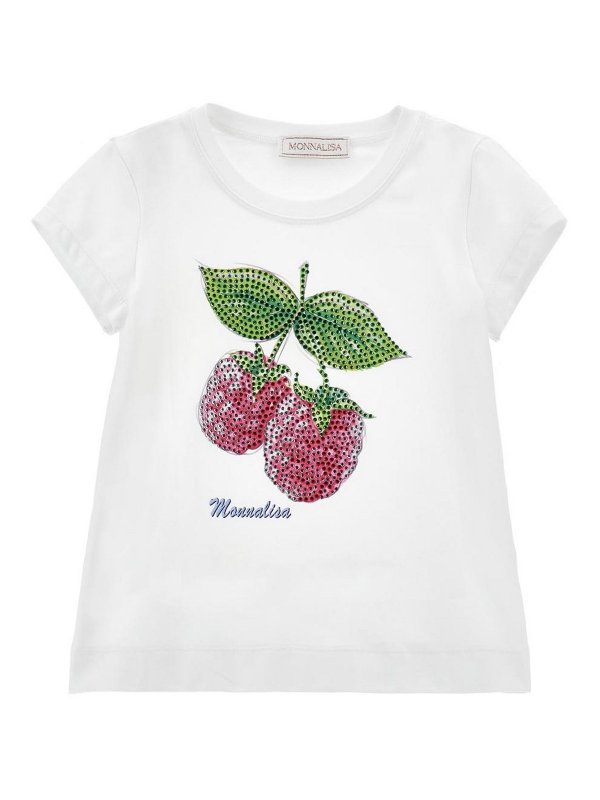 MONNALISA: t-shirt - T-shirt lamponi strass cotone stent Est