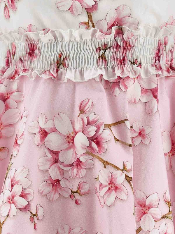 Sttropez popeline dress peach flowers shop online: MONNALISA