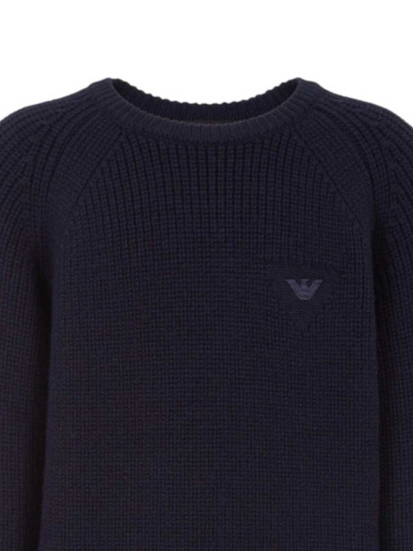 EMPORIO ARMANI: crew necks online - Blue Pullover in Lana Mixed