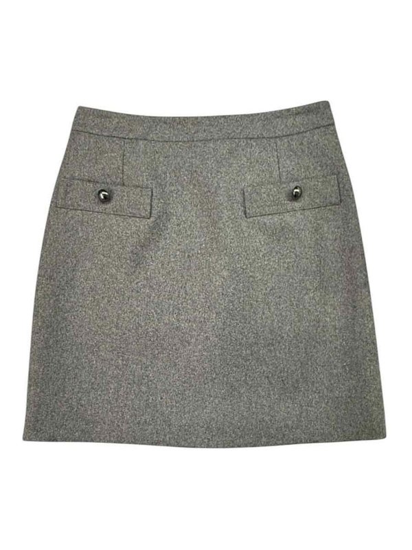 FAY: mini skirts - Gray short skirt with half sphere buttons
