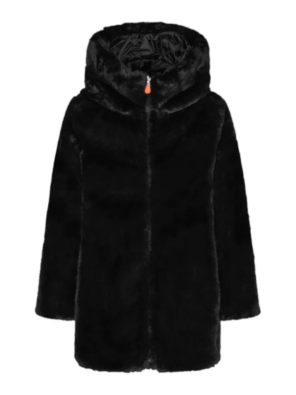 Save The Duck: Fur & Shearling Coats - Flora eco fur with hood