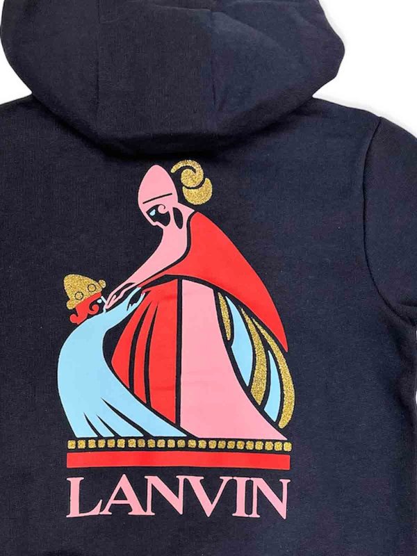 Full zip sweatshirt with hood shop online: LANVIN