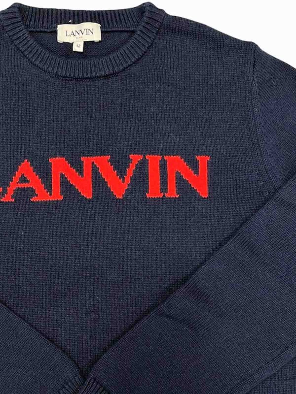 The Best Shops LANVIN: crew necks - Blue pullover with red printing