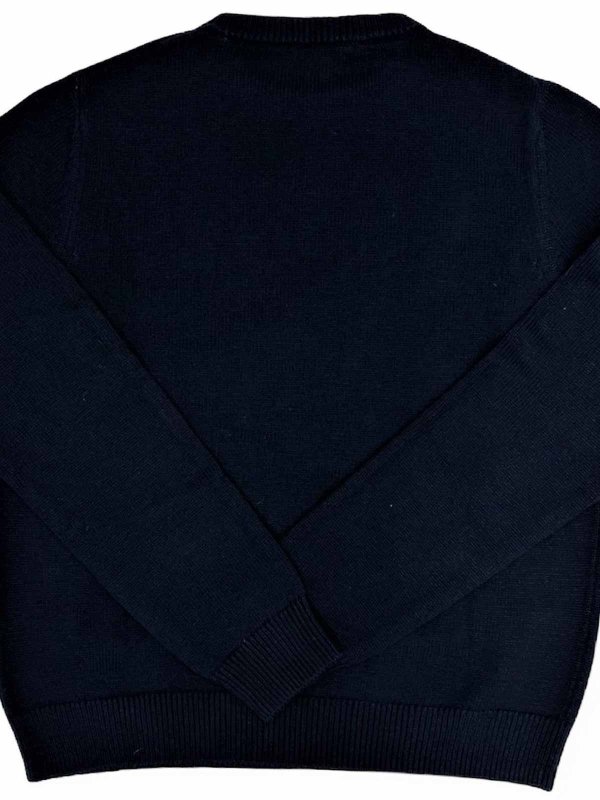 Blue pullover with red printing shop online: LANVIN