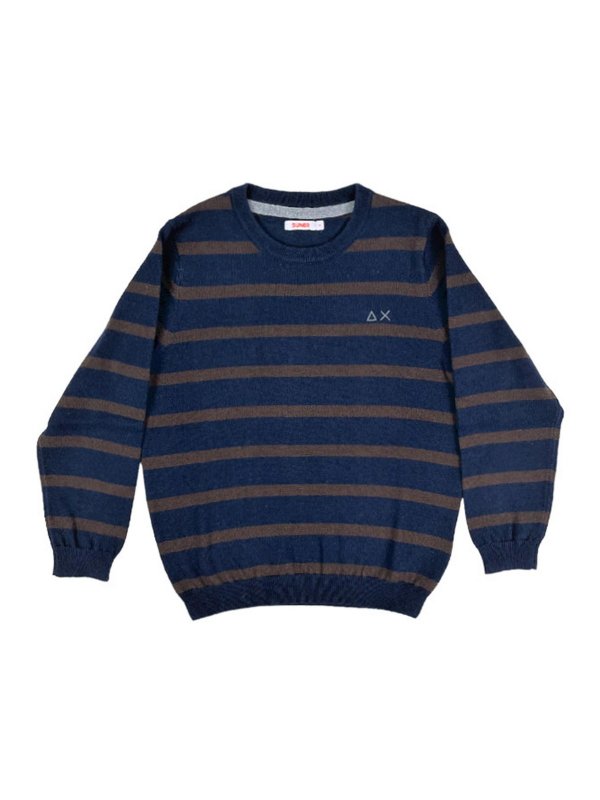SUN 68: crew necks - Blue-Cuccolated Row Strangollo Pullover