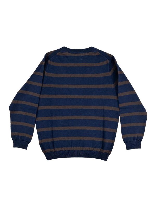 SUN 68: crew necks online - Blue-Cuccolated Row Strangollo Pullover