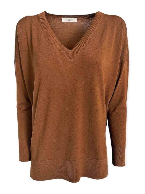 ZANONE: U-Boot-Ausschnitt - U-Boot-Pullover - Braun