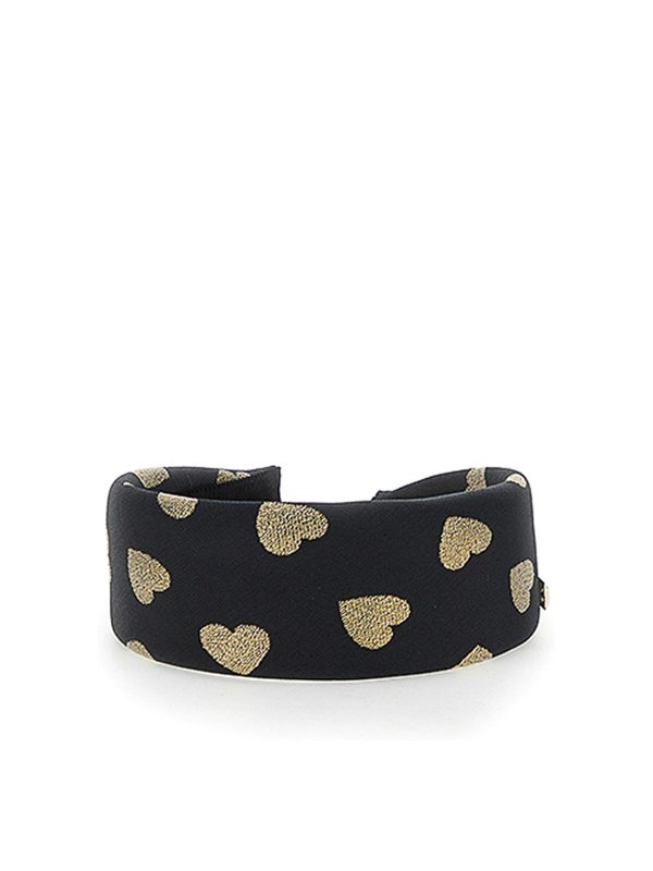 Moschino Kids: Accessoires pour cheveux online - Cercle noir avec coeurs dorés