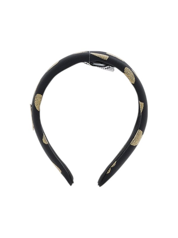 The Best Shops Moschino Kids: Accessoires pour cheveux - Cercle noir avec coeurs dorés
