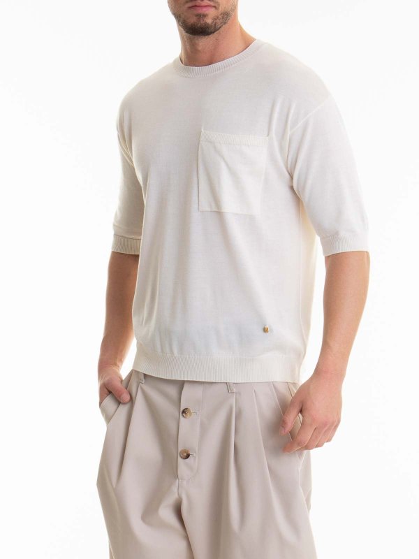 The Best Shops MOSCHINO: Strickpullover mit Rundhalsausschnitt - Rundhalspullover - Weiß