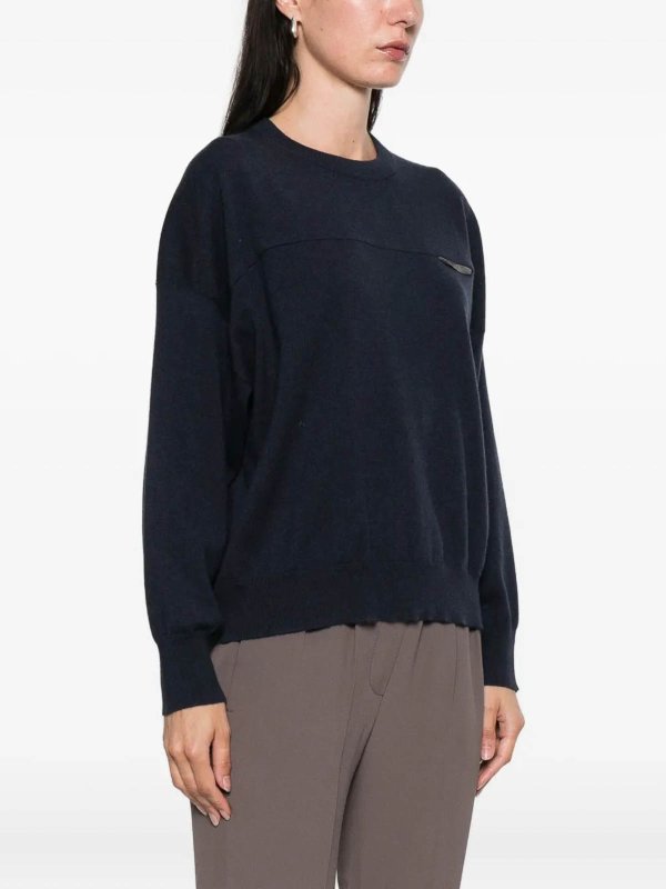 BRUNELLO CUCINELLI: Pull col rond online - Pull Col Rond - Bleu
