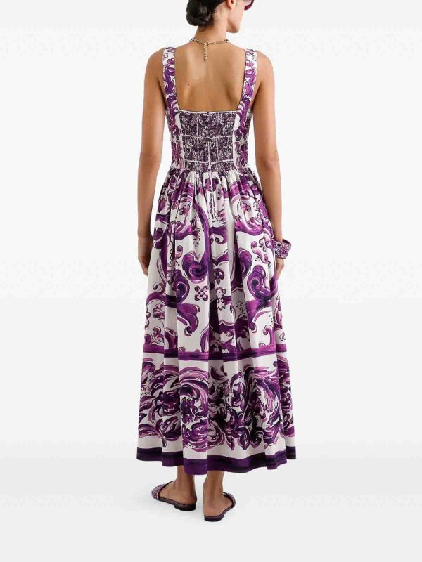 DOLCE & GABBANA: knee length dresses online - Maiolica Print Dress