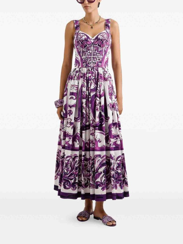 The Best Shops DOLCE & GABBANA: knee length dresses - Maiolica Print Dress