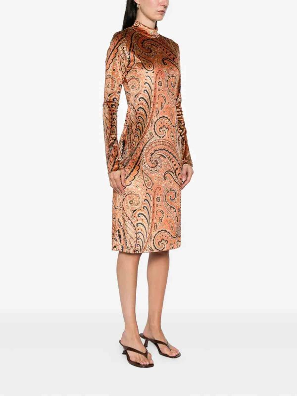 ETRO: Knielange Kleider online - Knielanges Kleid - Orange