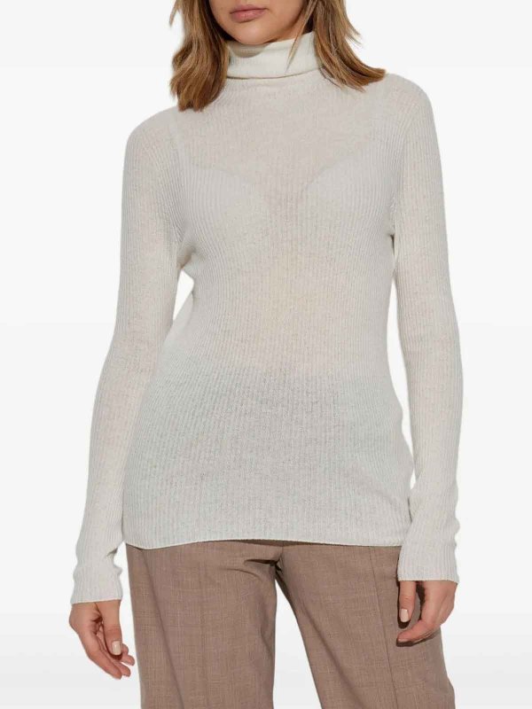 The Best Shops FABIANA FILIPPI: Strickpullover mit Rundhalsausschnitt - Rundhalspullover - Weiß