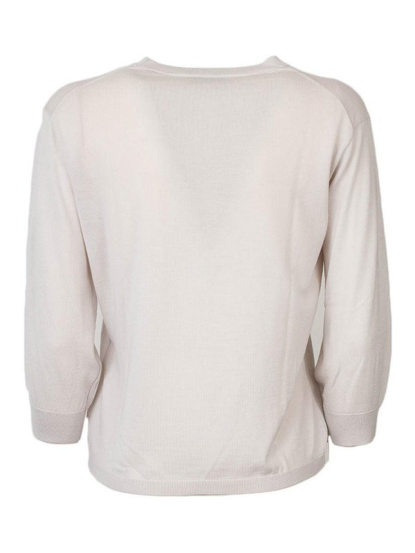 Max Mara: Strickpullover mit Rundhalsausschnitt online - Rundhalspullover - Weiß