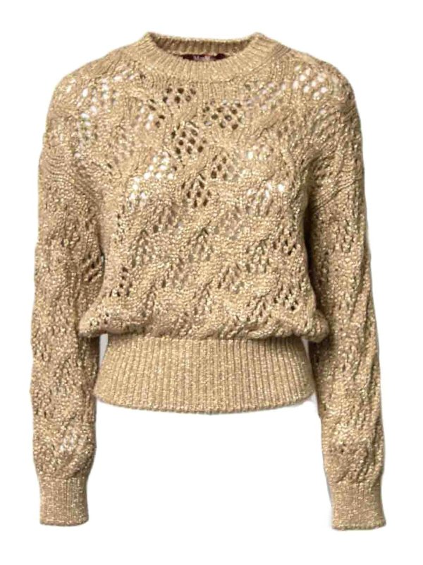 MAX MARA STUDIO: Suéteres con cuello pico - Suéter Cuello Redondo - Dorado