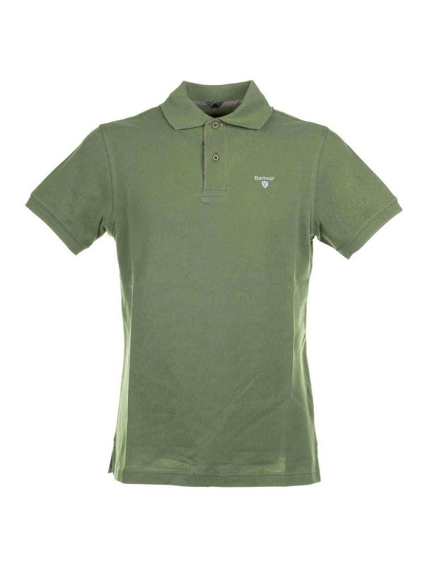 BARBOUR: polo - Polo A Maniche Corte Oliva In Piqu