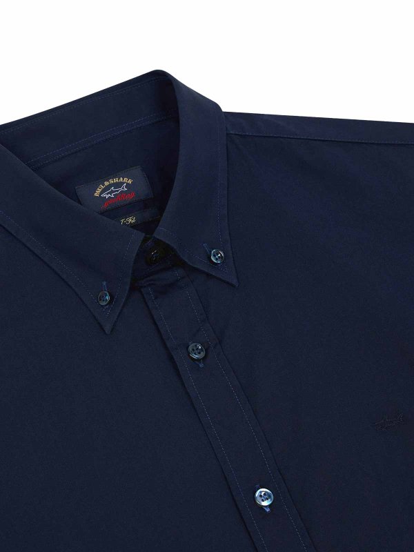 PAUL & SHARK: camicie online - Paul & Shark Camicia Blu In Popeline Con Logo
