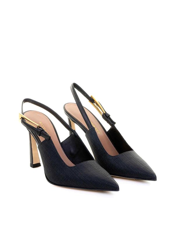 CHANTAL: court shoes online - Black leather slingback dollet