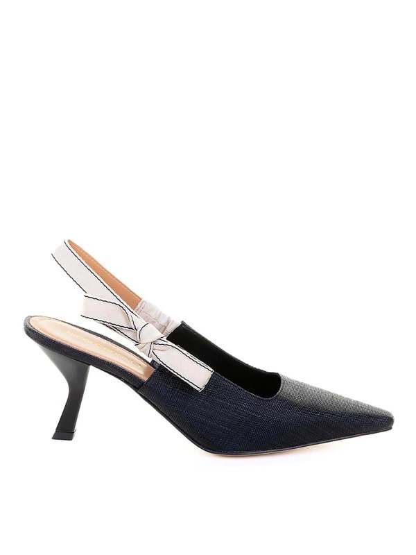CHANTAL: court shoes - Ivory leather black slingback Dcollet