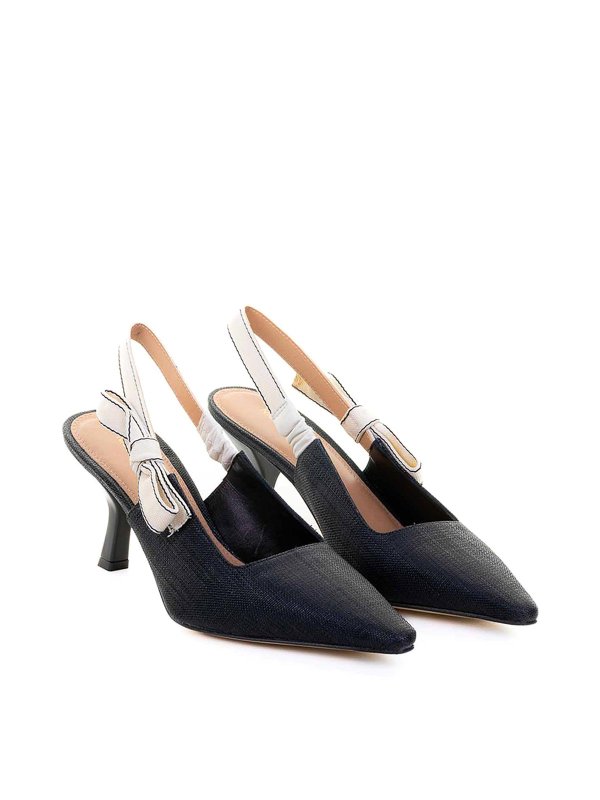 CHANTAL: court shoes online - Ivory leather black slingback Dcollet