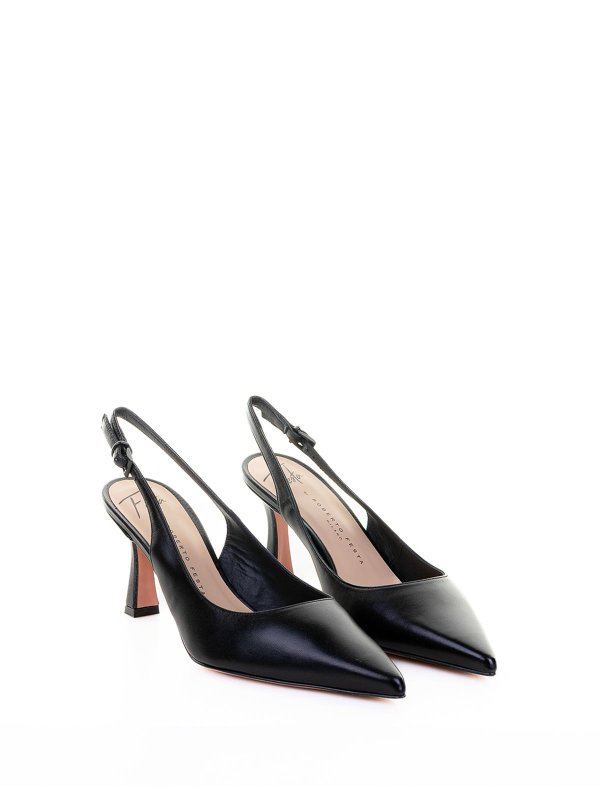 ROBERTO FESTA: court shoes online - Dcollet Slingback in Nero Punta Nappa
